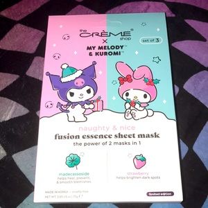 ✨🆕BNIP!Crème Shop x My Melody & Kuromi 3 set of Sheet Masks!BN 2023!SEALED!💜